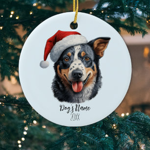Décoration En Céramique Chien de bétail australien Nom du monogramme Noël 