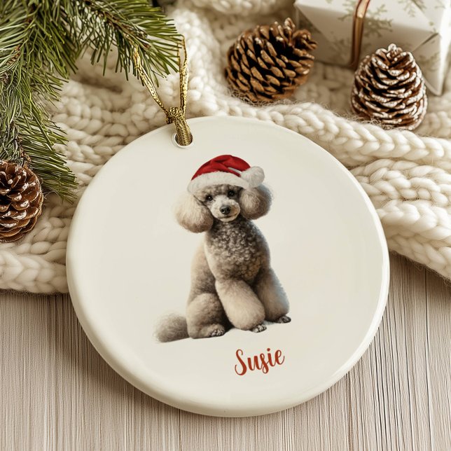 Décoration En Céramique Chien de caniche Noël personnalisé (Créateur téléchargé)