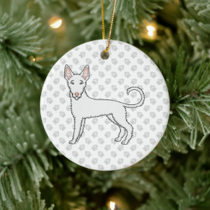 Décoration En Céramique Chien de chasse ibicenc à poil dur blanc, dessin a