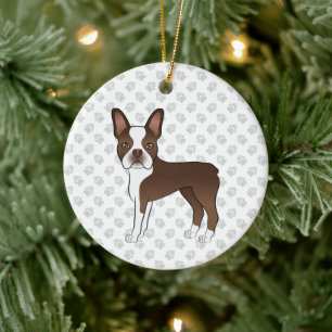 Décoration En Céramique Chien de dessin animé Boston Terrier marron et bla