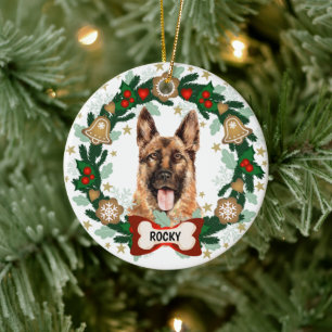 Décoration En Céramique Chien de Noël Cookie Wreath
