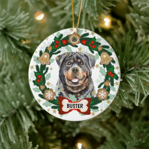 Décoration En Céramique Chien de Noël Cookie Wreath