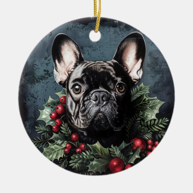 Décoration En Céramique Chien de Noël Holly (Devant)