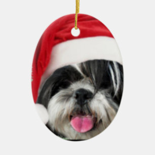 Décoration En Céramique Chien de Noël Shih Tzu