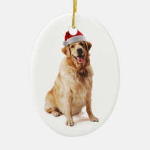 Décoration En Céramique Chien de Père Noël