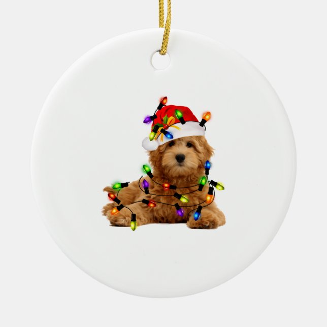 Décoration En Céramique Chien de Père Noël Goldendoodle (Devant)