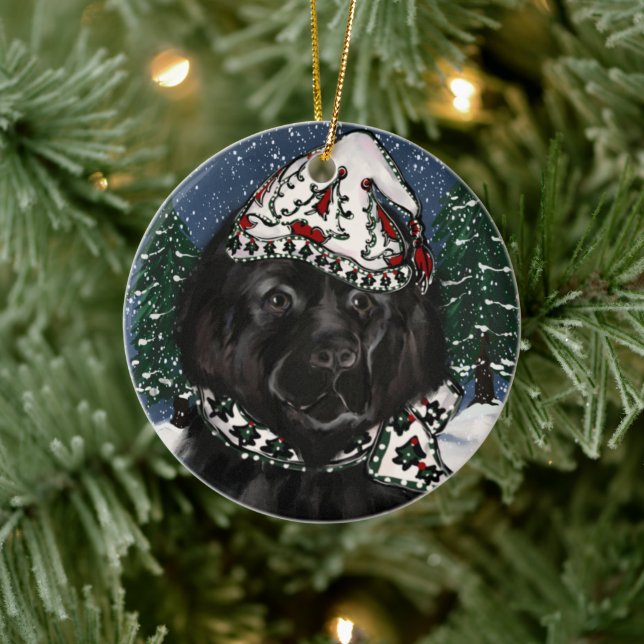 Décoration En Céramique Chien de Terre-Neuve (Arbre)