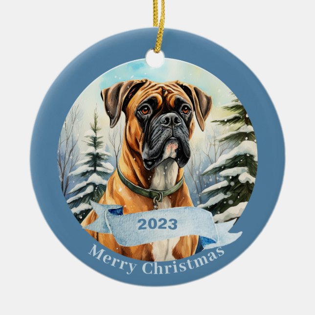 Décoration En Céramique Chien d'eau Bulldog Noël (Devant)