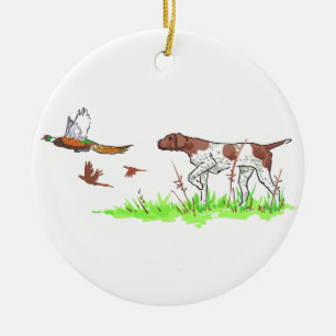 Décoration En Céramique Chien d'oiseaux et faisan