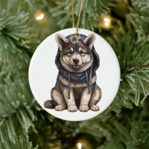 Décoration En Céramique Chien Elkhound norvégien personnalisé