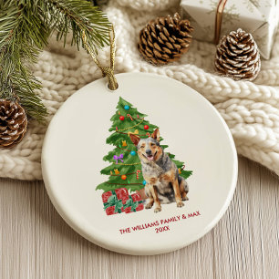 Décoration En Céramique Chien Heeler bleu Noël personnalisé