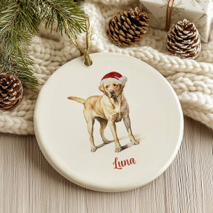 Décoration En Céramique Chien Lab jaune Noël personnalisé