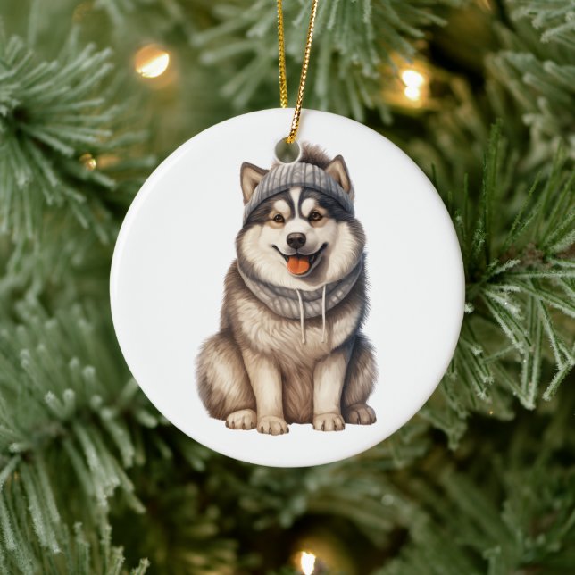 Décoration En Céramique Chien malamué de l'Alaska personnalisé (Arbre)