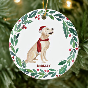 Décoration En Céramique Chien Noël Personnaliser Holiday Golden Retriever