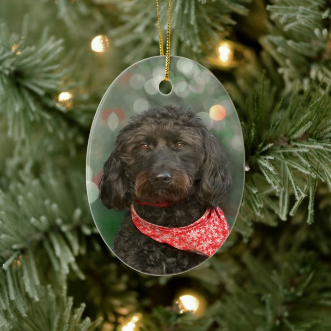Décoration En Céramique chien noir labradoodle Noël (Arbre)