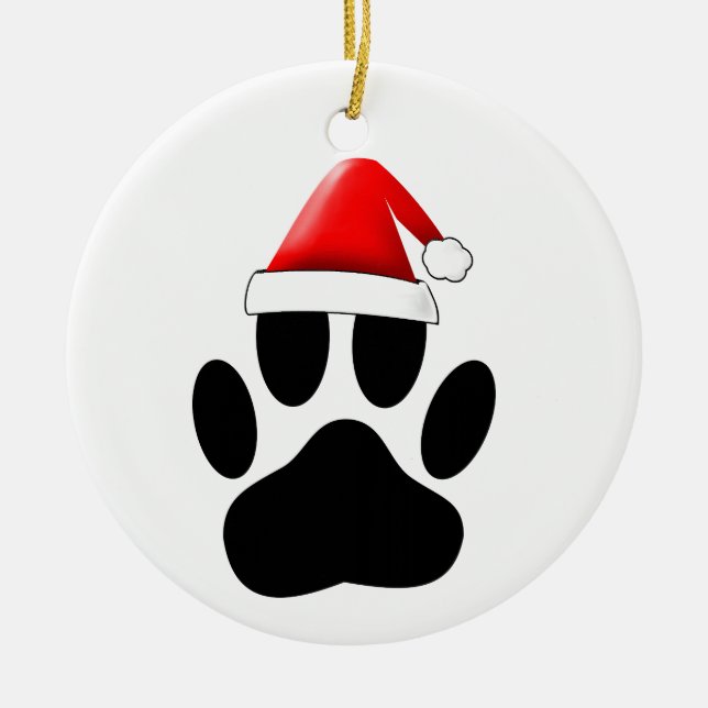 Décoration En Céramique Chien Pawprint Santa Hat (Devant)