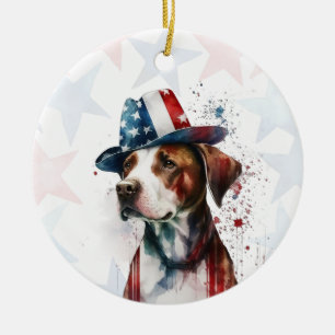 Décoration En Céramique Chien Pitbull, 4 juillet Personnalisé