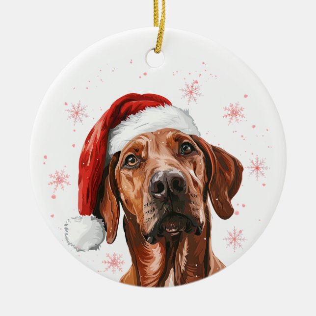 Décoration En Céramique Chien Rhodesian Ridgeback Noël Personnalisé (Devant)