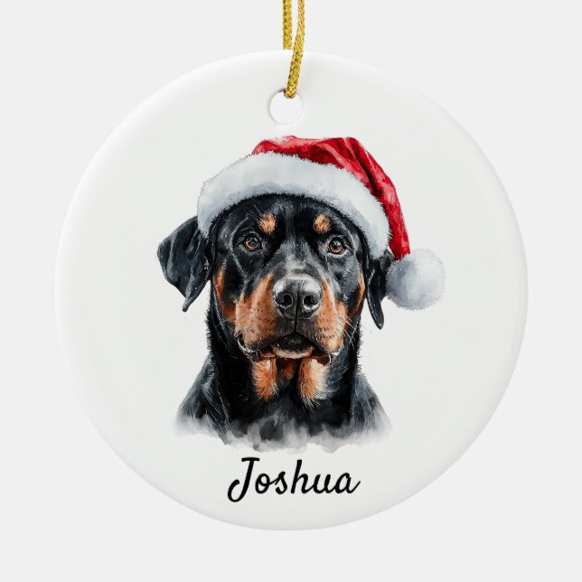 Décoration En Céramique Chien Rottweiler personnalisé  (Devant)
