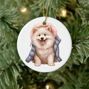 Décoration En Céramique Chien Samoyé personnalisé