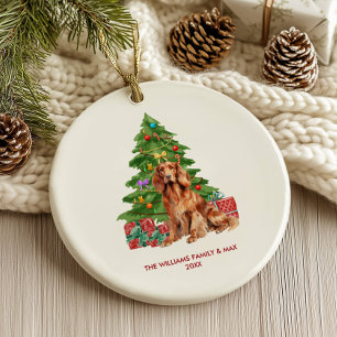 Décoration En Céramique Chien Setter Irlandais Noël Personnalisé