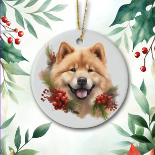 Décoration En Céramique Chien Shiba Inu du pin rouge