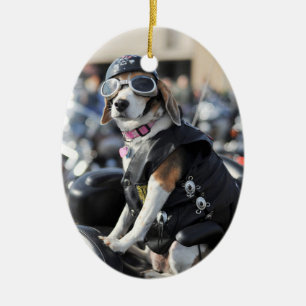 Décoration En Céramique Chien sur moto photo