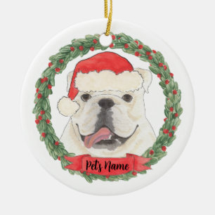 Décoration En Céramique Chien-taureau anglais blanc personnalisé