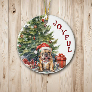 Décoration En Céramique Chien-taureau français mignon enveloppé dans les l