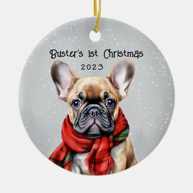 Décoration En Céramique Chien-taureau français personnalisé (Devant)
