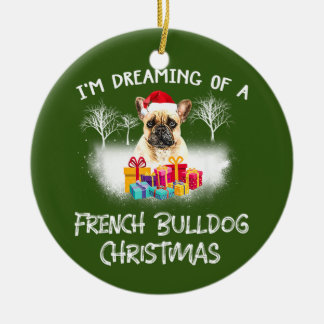 Décoration En Céramique Chien-taureaux français avec Noël