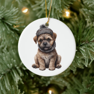 Décoration En Céramique Chien Terrier frontalier personnalisé