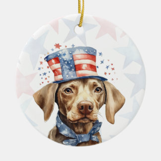 Décoration En Céramique Chien Weimaraner, 4 juillet Personnalisé