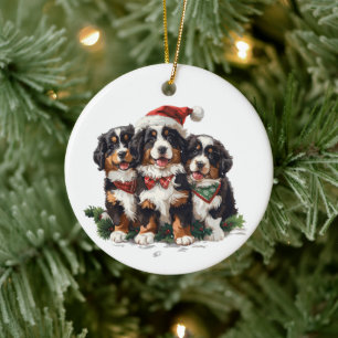 Décoration En Céramique Chiens de montagne bernois de Noël