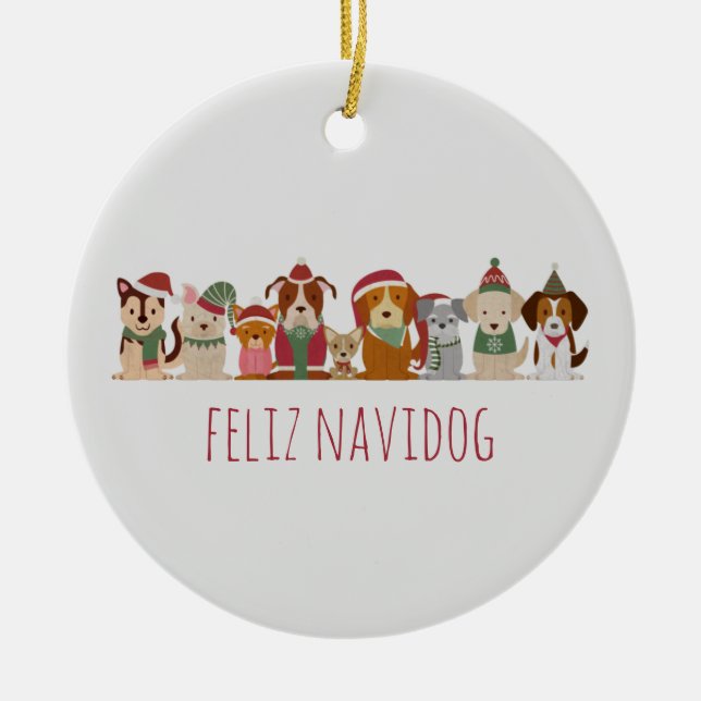 Décoration En Céramique Chiens de Noël Feliz Navidog (Devant)