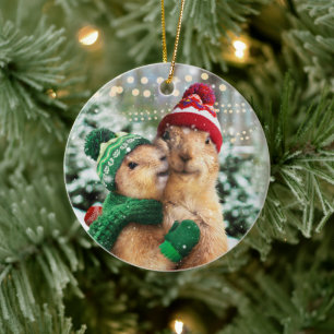 Décoration En Céramique Chiens des Prairies de Noël