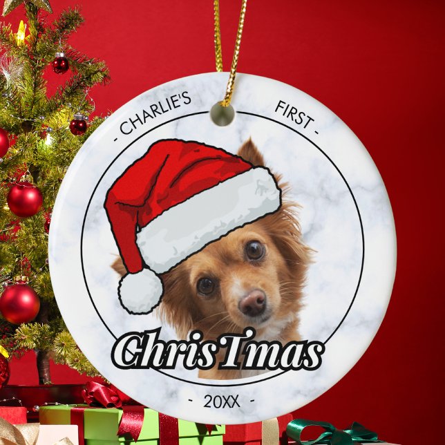 Décoration En Céramique Chiens Premiers Noël Photo personnalisée Chien (Créateur téléchargé)