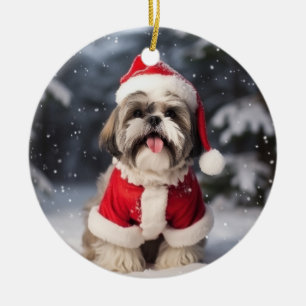 Décoration En Céramique Chih Tzu Chien Noël Keepsaké