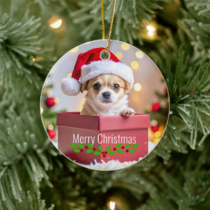 Décoration En Céramique Chihuahua chiot Noël