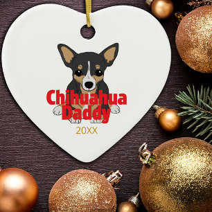 Décoration En Céramique Chihuahua Daddy Chien Tan Noir Date
