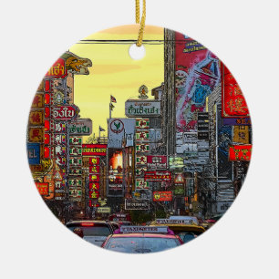 Décoration En Céramique Chinatown à Bangkok Thaïlande - Photo modifiée