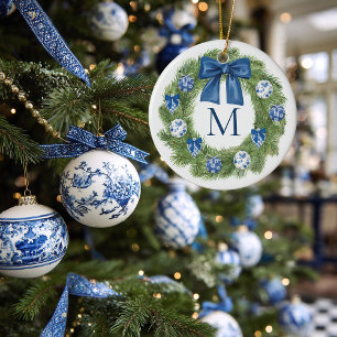 Décoration En Céramique Chinoiserie Monogramme Wreath Christmas