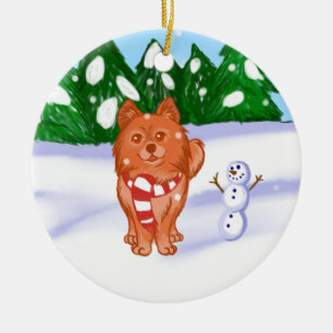 Décoration En Céramique Chiot à neige