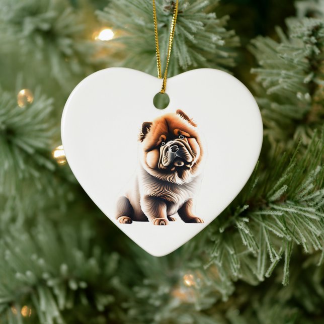 Décoration En Céramique Chiot Chow Chow Personnalisé (Arbre)
