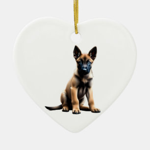 Décoration En Céramique Chiot Malinois belge personnalisé