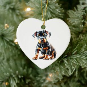 Décoration En Céramique Chiot Pinscher Doberman personnalisé