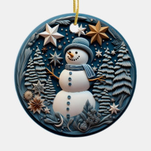 Décoration En Céramique Chirstmas Snowman 3D