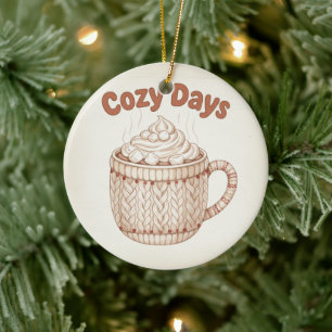 Décoration En Céramique Chocolat Chaud Cozy Mug Marshmallow Chaleureux Noë