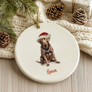 Décoration En Céramique Chocolat Lab Dog Noël Personnalisé