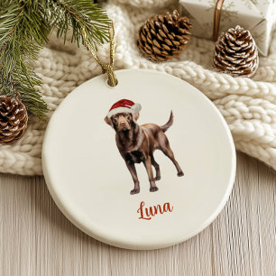 Décoration En Céramique Chocolat Lab Dog Noël Personnalisé